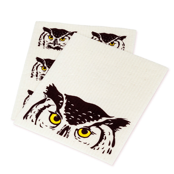 Peeking Owl Swedish Dish Cloths - 2 pack