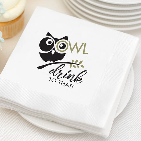Owl Drink To That Decorative Beverage Cocktail Napkins, Set of 20 by Owl Aisle™