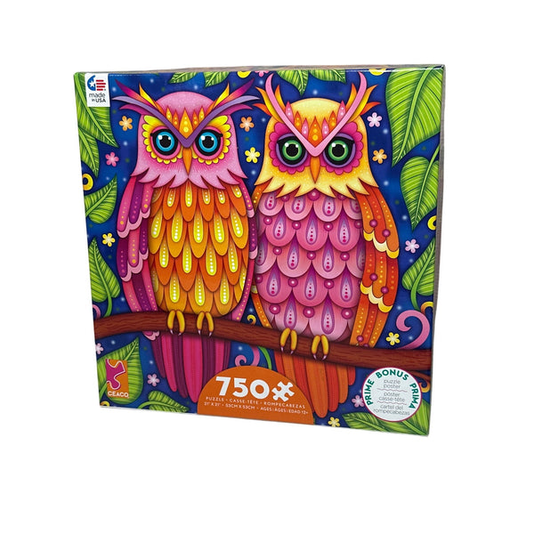 750 Piece Ceaco Puzzle Owls Recycled Material Made In USA Colorful Jigsaw