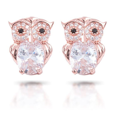 Rose Gold Owl Stud Earrings - Owl Aisle