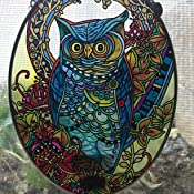 Colorful Owl Suncatcher, Oval 7" x 5.5"