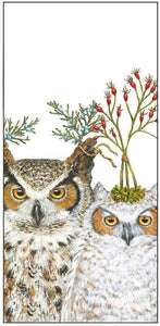 Holiday Hoot Winter Owls Guest Towel/Buffet Napkins for Holiday Entertaining